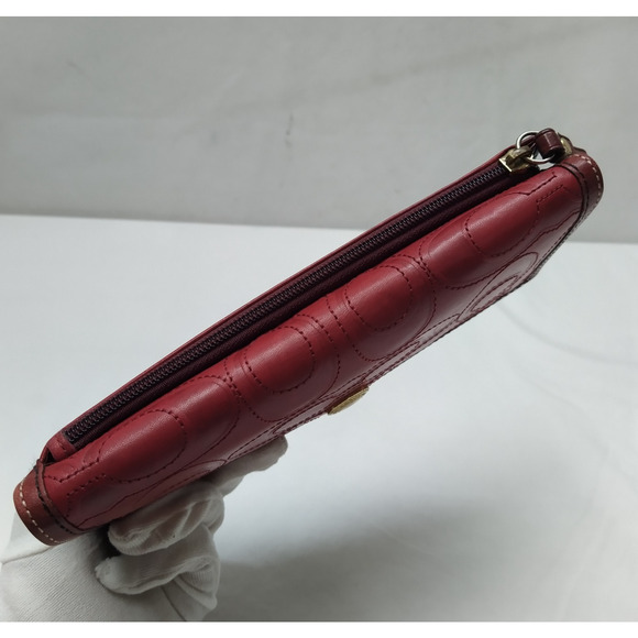 Coach Red Leather Credit Card ID Window Trifold Wallet - Vintage - Picture 8 of 14